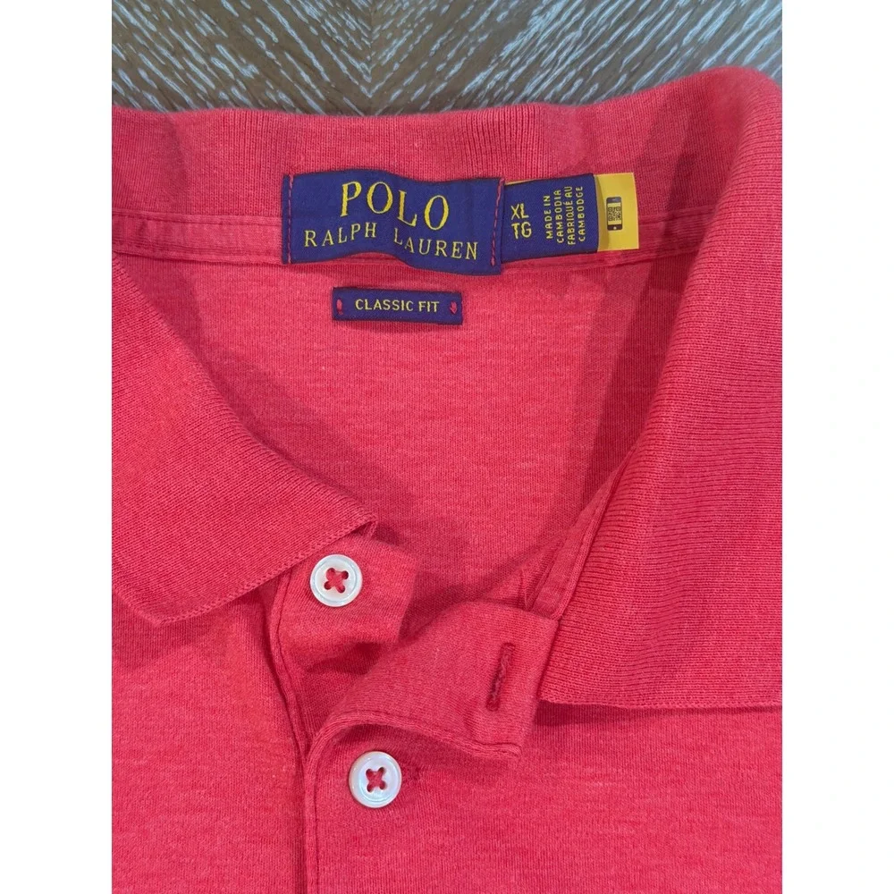 Polo Ralph Lauren Mens XL Classic Fit Polo Shirt Heather Red Short Sleeve Pony